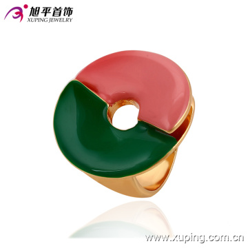 13703 venta caliente nueva joyería de las señoras gran círculo en forma de anillo de dedo de color rosa y verde